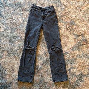 Rolla’s high rise straight Black Distressed Jeans